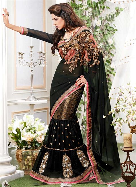 Black Georgette Lehenga Saree