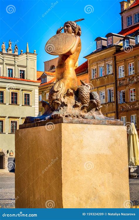 Mermaid Statue Symbol Warschau Polen Stockbild Bild Von Kultur