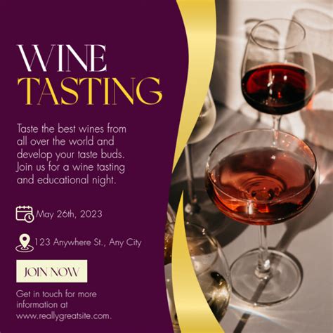 Purple And Yellow Modern Wine Tasting Instagram Post Template