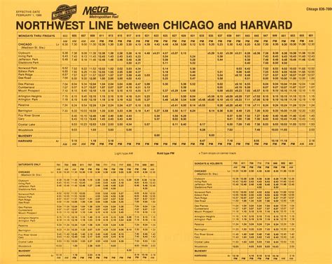 Metra C&NW Northwest Line Timetable | 7 Mar 1986 Metra Chica… | Flickr