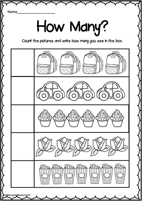 Kindergarten Counting Objects Worksheets Cut And Paste Counting