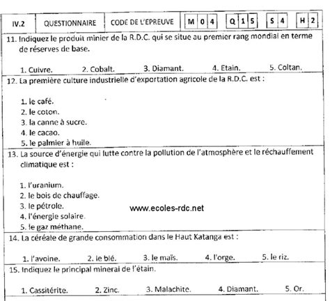 Télécharger Les Items EXETAT PDF Pour Toutes Les Options