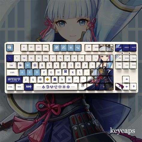 Genshin Impact Keyboard Kamisato Ayaka PBT Material Keycaps 108 Keys