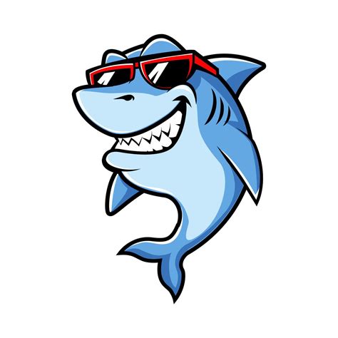 Smiling Shark Cartoon Mascot Character With Sunglasses 37198659 Vector