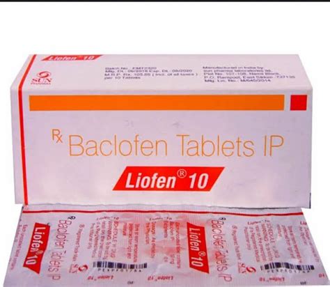 Baclofen Tablets Liofen 10 Mg Tablet Packaging Size 1010 Treatment