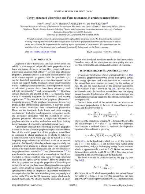 PDF Cavity Enhanced Absorption And Fano Resonances In Graphene