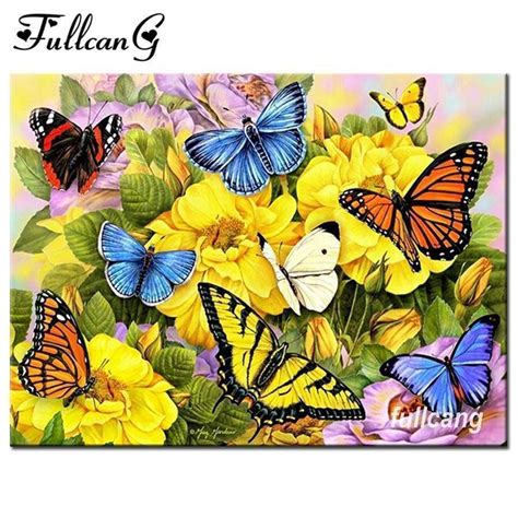 5d Diamond Painting Yellow Flowers And Butterflies Kit