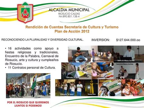 PPT Rendición de Cuentas Secretaria de Cultura y Turismo Plan de