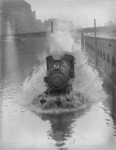 New Haven Rr Loco 502 Near Back Bay High Water On Tracks 1588 X