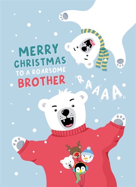 Polar Bear Christmas Card Brother By Macie Dot Doodles Cardly