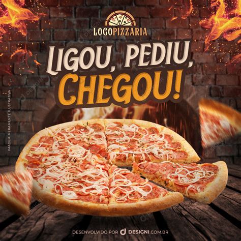 Pizza Social Media Post PSD Editável Pizzaria Pizzaiolo Delivery de