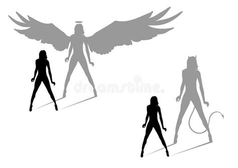 Angel And Devil Silhouettes Stock Vector Illustration Of Hell