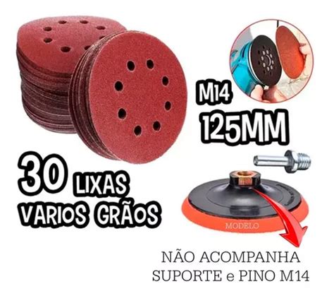 30 Discos Lixa Pluma 125mm 8 Furos Lixadeira Parafusadeira