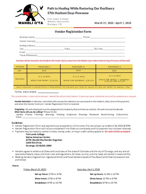 Fillable Online Final Pow Wow Vendor Application Fax Email Print