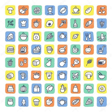 Food Icons Set Stock Vector Sashatigar