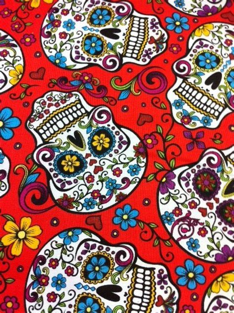 Folkloric Skulls Mexico Sugar Skull Flowers Cotton Fabric Quilt Fabric Cr373