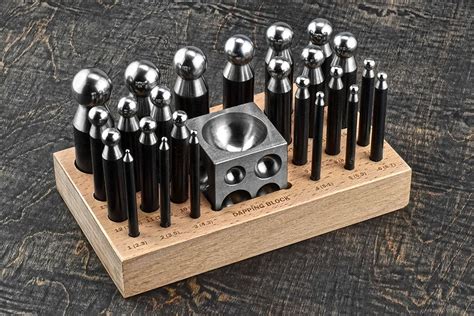 Jewellers Pcs Doming Block And Punch Set Made Of Steel Dapping Craft