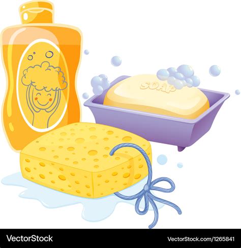 A Sponge Soap And Shampoo Royalty Free Vector Image