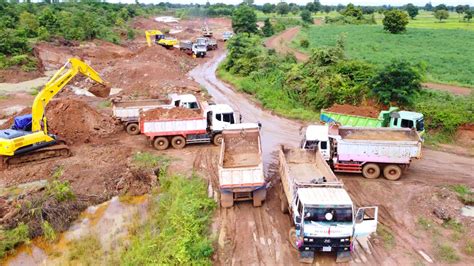 Amazing Huge Land Reclamation Process Dump Truck Management Unloading