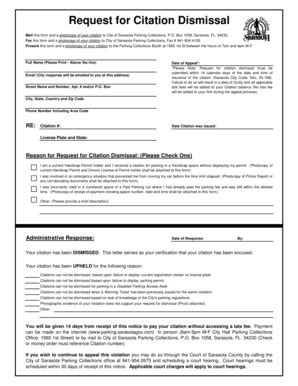 Fillable Online Request For Citation Dismissal Mail This Form And A