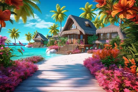 Premium AI Image A Tropical Paradise Wallpapers And Images Wallpapers