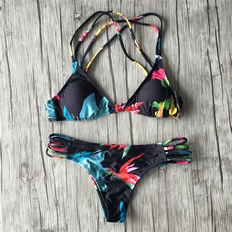 Maillot De Bain Femme Printed Sexy Black Micro Bikini Summer