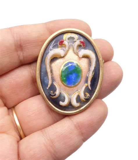 ANCIENNE BROCHE EMAUX Limoges Emaillé Old Brooch 1950 EUR 10 00