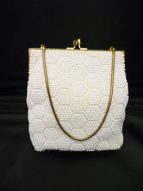 Vintage White Pearl Beaded Handbag 2000 Via Etsy Beaded Handbag