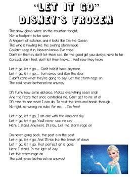 Frozen Let It Go Lyrics