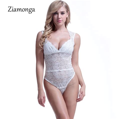 Ziamonga See Through Floral Lace Bodysuit Women Sexy Summer Body