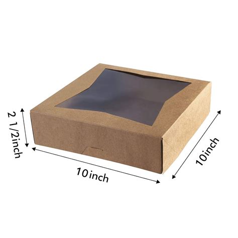 Buy 15pcs 10inch Natural Kraft Bakery Pie Boxes With PVC Windows Large