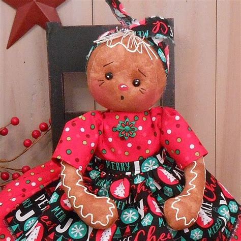 PDF E Sewing Pattern Raggedy Gingerbread Girl Doll Christmas Etsy