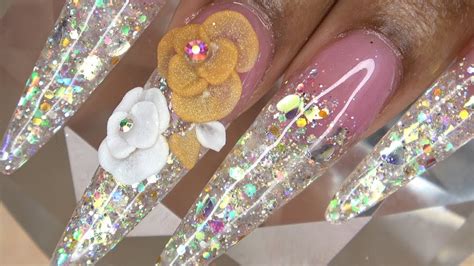 Acrylic Nails Tutorial How To Encapsulated Nails Ice Glitter Ombre