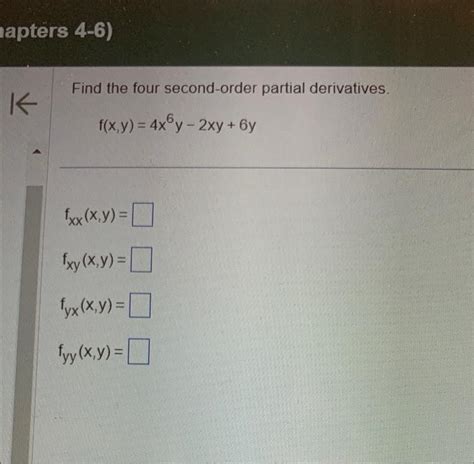 Solved Find The Four Second Order Partial Derivatives Chegg