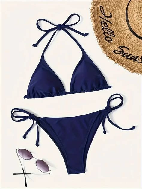 Swimwear Thong Bikini Set Sexy New Navy Blue Swimsuits Woman Sexy Bathing Suits Bikinis Triangle