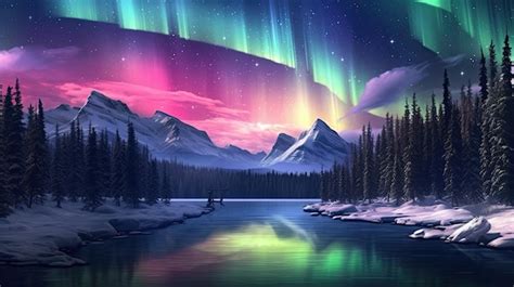 Premium AI Image Colorful Aurora Borealis Northern Lights