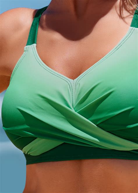 Criss Cross Ombre Green Bikini Top Modlily Usd