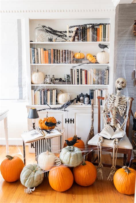 Halloween Spooky Bookcase and Decor Ideas | Kristy & New England