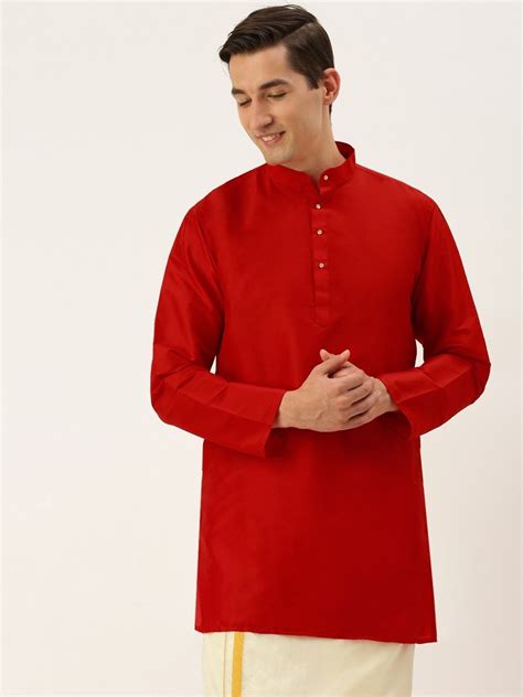 Solid Art Silk Short Kurta With Mandarin Collar At Rs 1160 Piece In