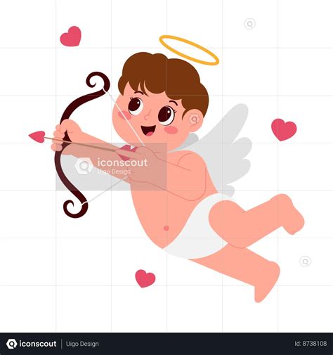 Best Angel Boy Holding Bow Arrow Illustration download in PNG & Vector format