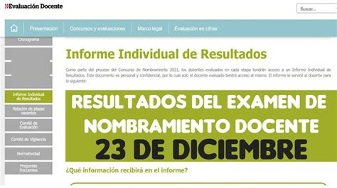 23 De Diciembre Salen Los Resultados Del Examen De Nombramiento Docente