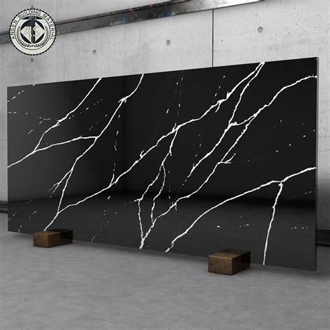 Calacatta Series Black Quartz Slab Countertop 20mm Thickness Engineered