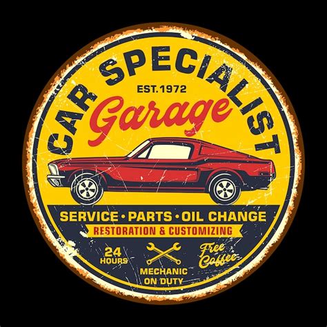 Premium Vector | Car garage retro vintage sign