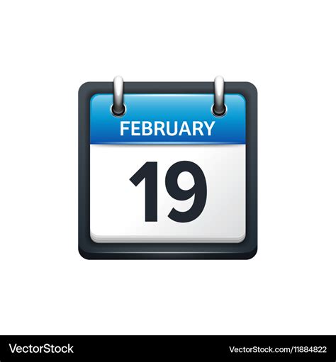 February 19 calendar icon Royalty Free Vector Image