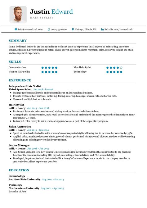 Hair Stylist CV Sample In 2025 ResumeKraft