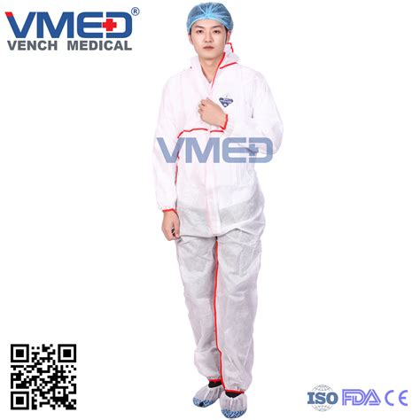 White Sms Chemical Waterproof Working Coverall Safety Disposable Type