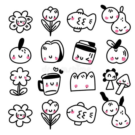 Cute Kawaii Anime Cartoon Stickers, Cartoon Stickers with Various Characters Stock Illustration ...