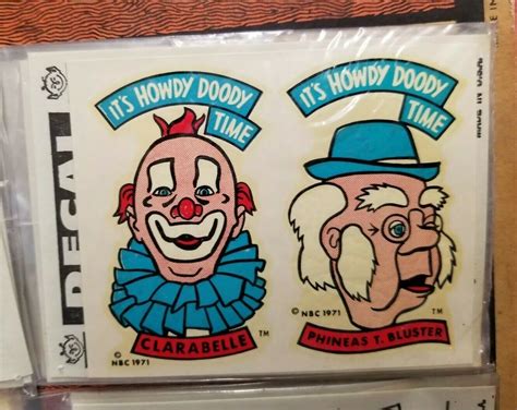 Vintage Impko Howdy Doody Time Clarabelle And Phineas T Bluster Water Decals Ebay