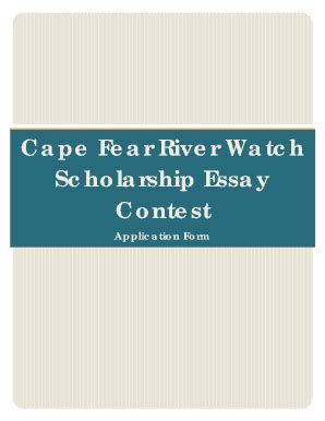 Fillable Online Cape Fear River Watch Network Scholarship Essay Contest