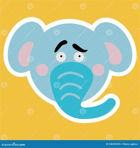 Elefante Un Adesivo Con La Faccia Di Un Elefante Illustrazione